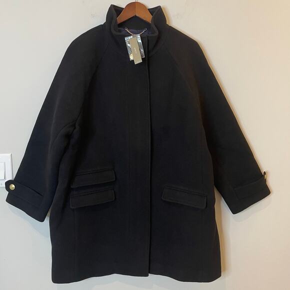 J.Crew Toscana Coat Italian Stadium Cloth Wool Midi City Classic CE180 Black 6 - Picture 3 of 16